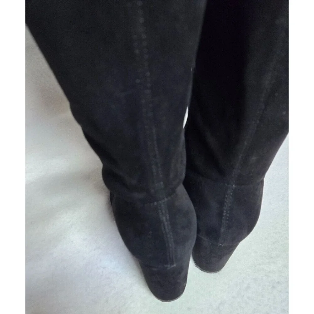 NY&C Over The Knee Black Suede‎ Tall Boots Block Heel Side Zip Size 8